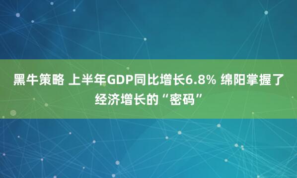 黑牛策略 上半年GDP同比增长6.8% 绵阳掌握了经济增长的“密码”