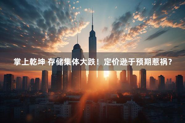掌上乾坤 存储集体大跌！定价逊于预期惹祸？